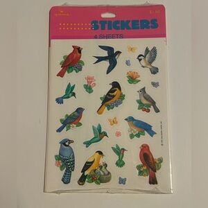 Vintage 1991 Hallmark Colorful Bird Sticker Sheet Set